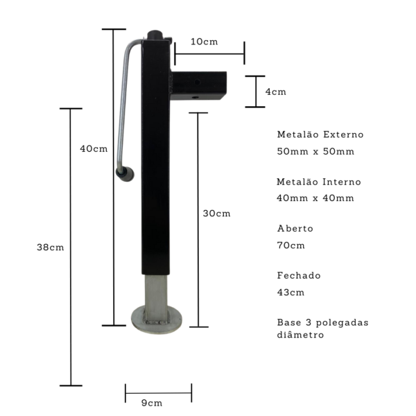 Macaco Pedestal com Sapata para Carretinha Reboque 2500kg - Image 4